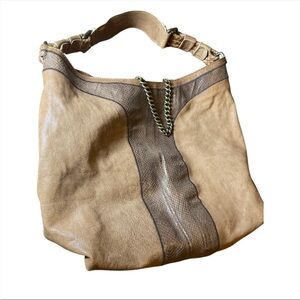 Theory womens snakeskin brown leather shoulder handbag